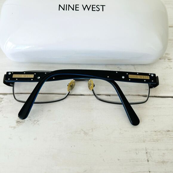 NINE WEST NW 1021 Full Frame Wire Eyeglasses 54015 135 Blue w/Case - Picture 2 of 9